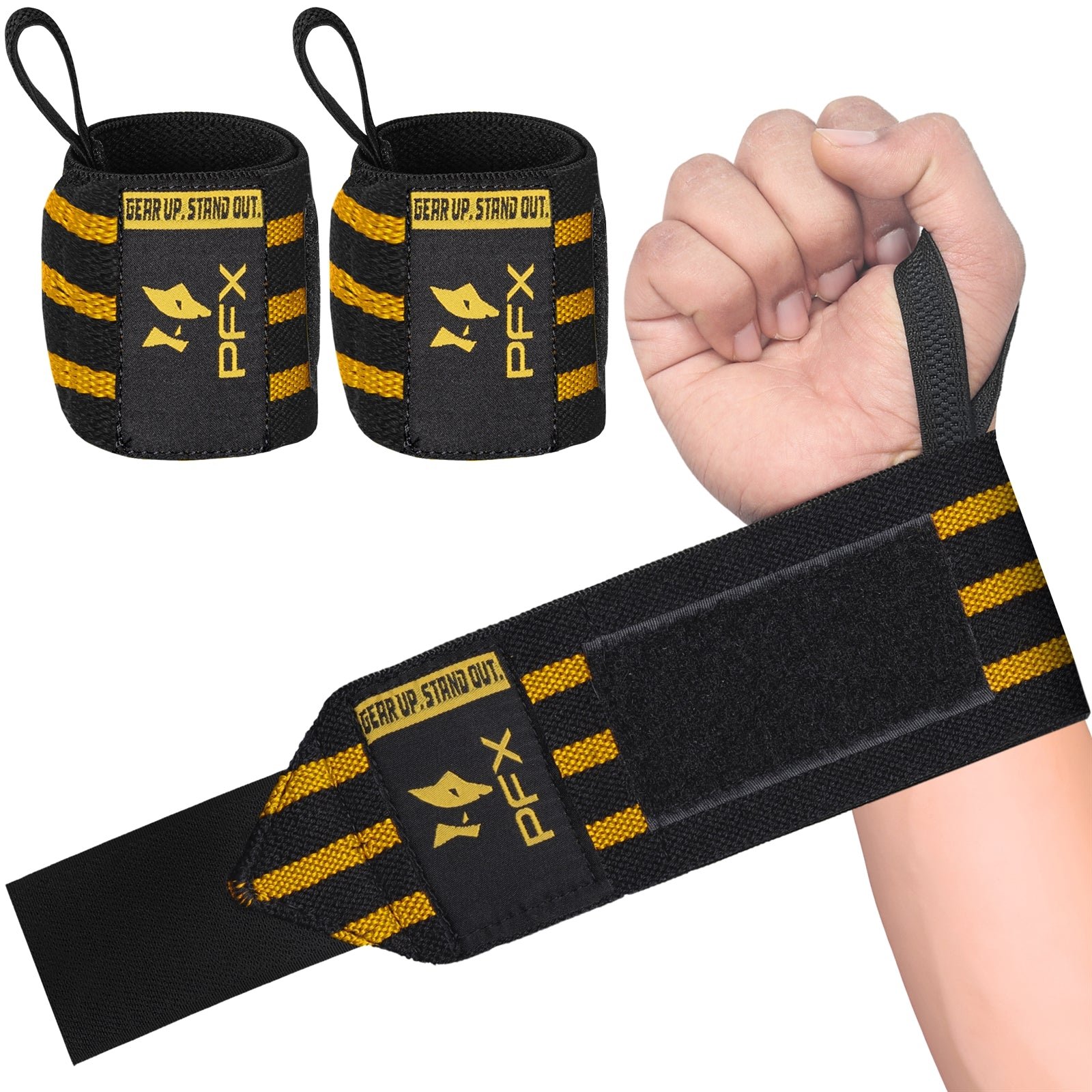 PFX Golden Series "Three-Line" Wrist Wraps – Maximum Competition Support - Image 2