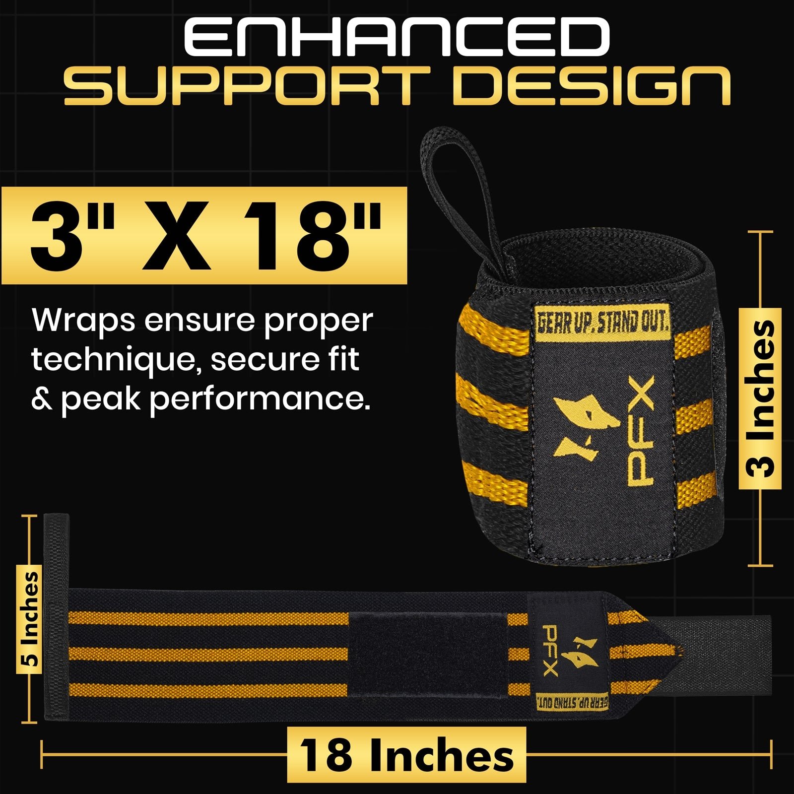 PFX Golden Series "Three-Line" Wrist Wraps – Maximum Competition Support - Image 5