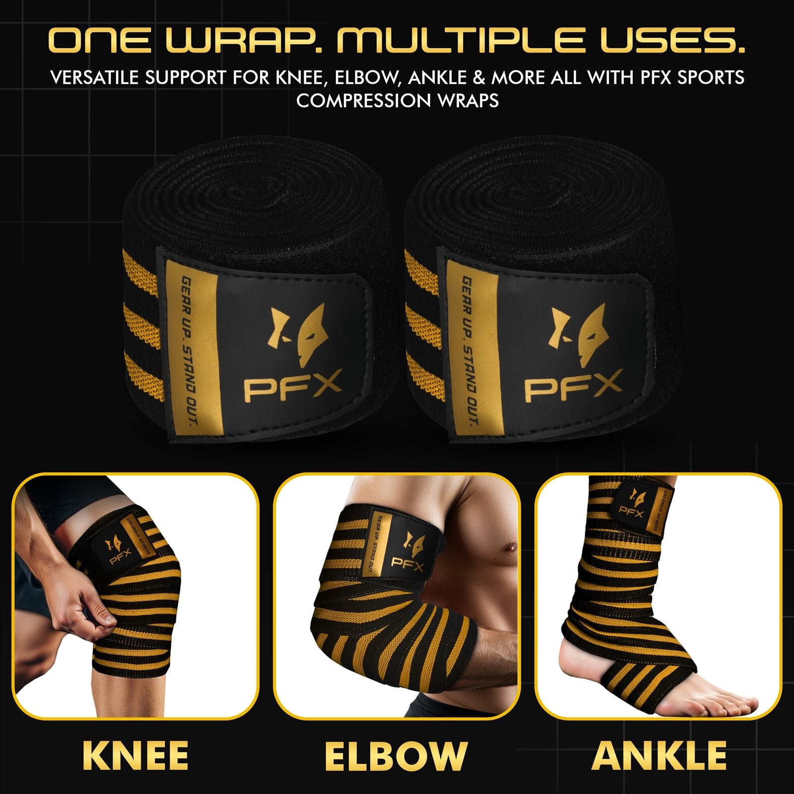 PFX Golden Series Professional Knee Wraps – Elite Support & Stability - Image 5